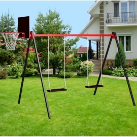 Уличные качели Sv Sport рама 3.0м + качель деревянная на цепях 2шт + щит баскетбольный (УК171К)